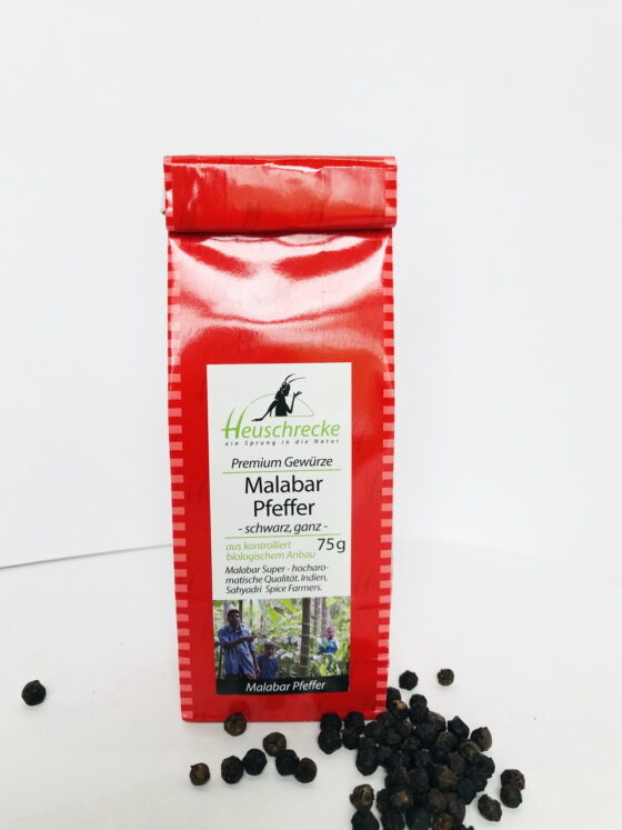 Malabar Pfeffer schwarz ganz, Kerala, Sahyadri Spice Farmers